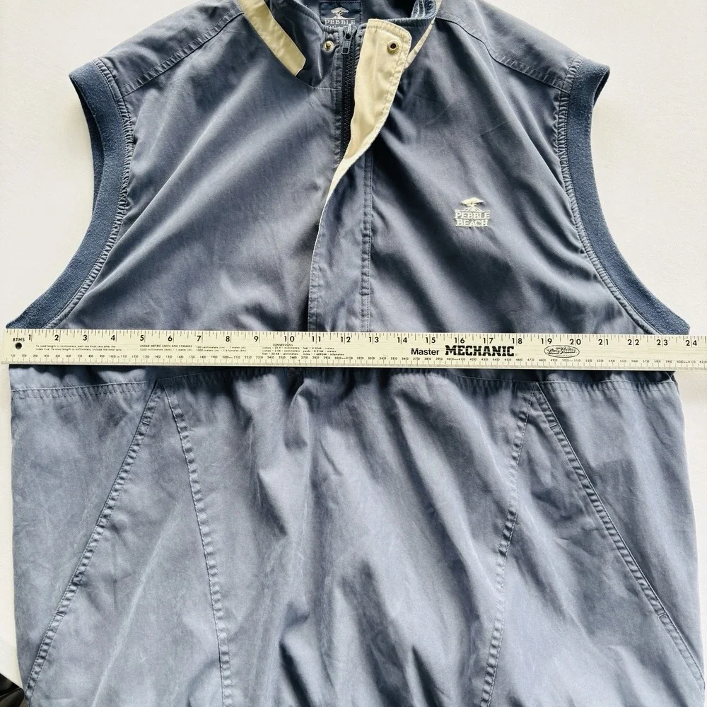 Pebble Beach Golf Vest‎ XL Navy Blue Wind Water Resistant Zip Pullover Vintage